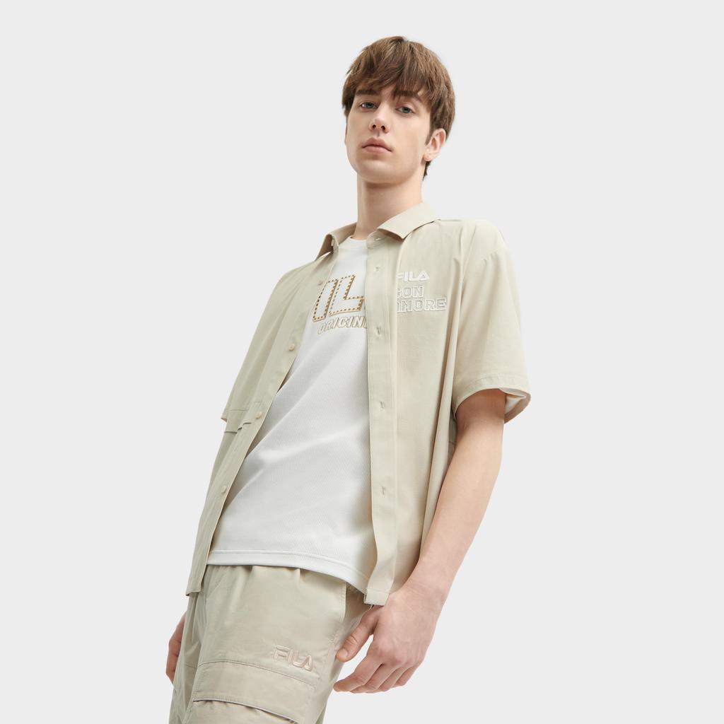 New FILA ORIGINALE Shirt Men's Cactus Gray/Pink F11M429402FLP