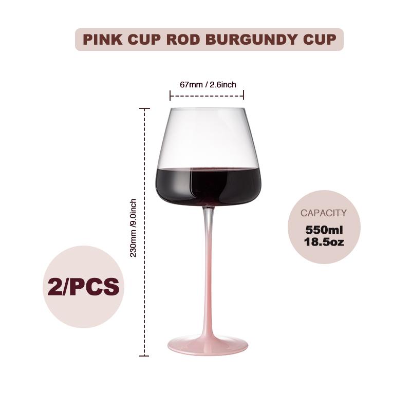 2 Stück Kristallglas Farbverlauf Rosa Kelch Kreative Persönlichkeit Bar Zuhause Kelch Einzigartiges Geschenk für Frauen, Männer, Hochzeit, Jubiläum