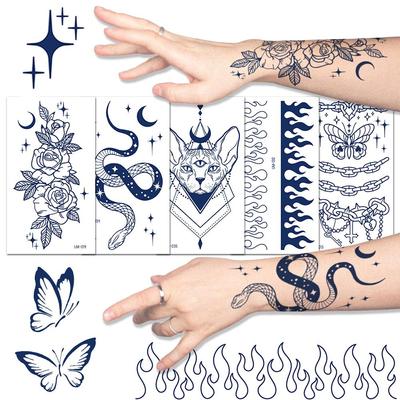 1 Blatt Semipermanente Tattoos für Damenarm und -rücken, Fake-Tattoos, wasserfest und langanhaltend, Pflanzensaft-Tattoos