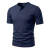 Men's Quick-dry Henley Collar Eyelet Fabric Short Sleeve T-shirt