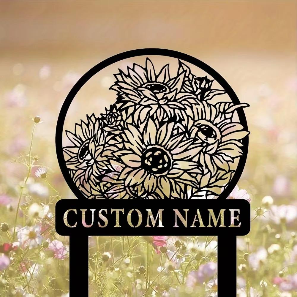 Custom Art Deco Sunflower Metal Sign Floor Decor Durable Landscape Ornament