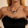 Niche Gun Black Fringed Red Zircon Gothic Clavicle Chain Women European Cross-border Dark Wind Punk Daily Party Neck Accessory Gift