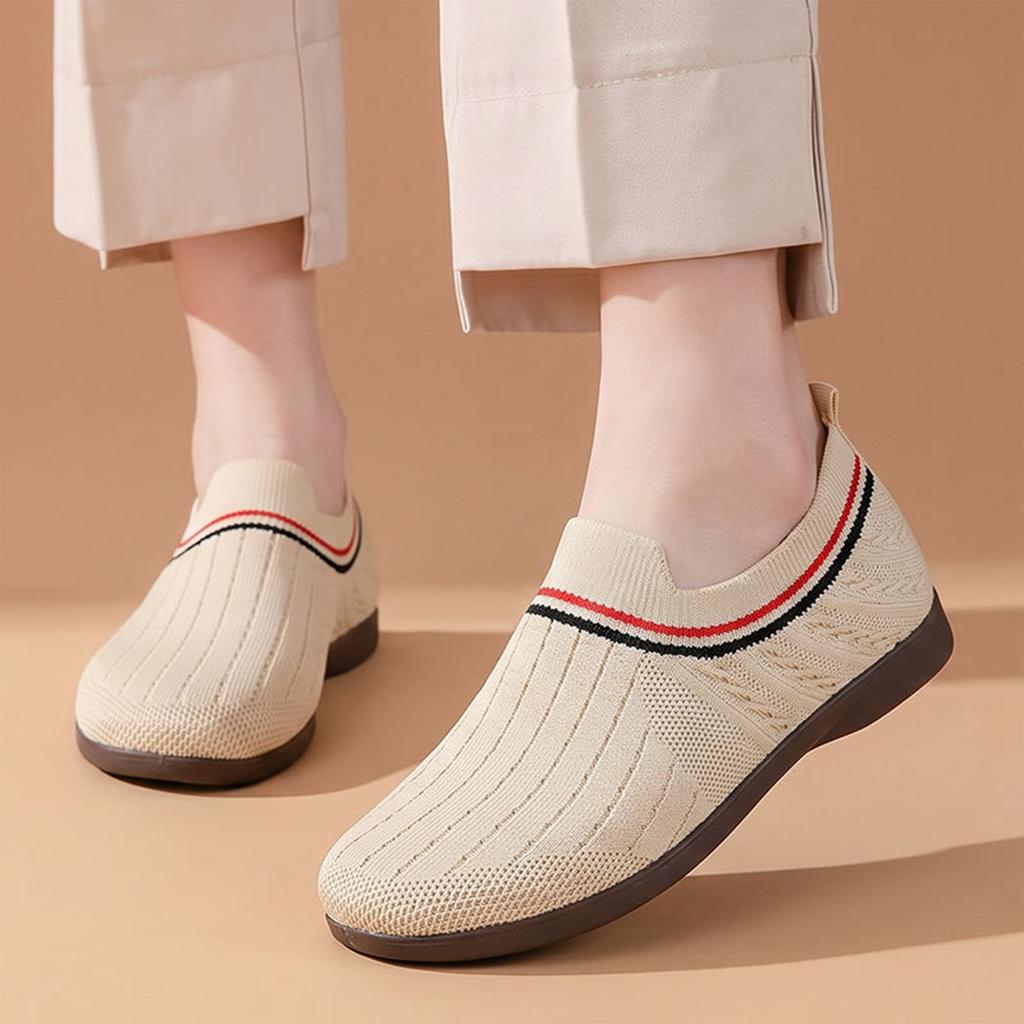 Women's Lightweight Slip-On Breathable Mesh Flats Casual Shoes Flexible Sole Comfortable Walking Footwear for Daily Use
