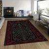 Deep Red Black European Ornament Large Area Rug Central Floral Motif Carpet for Modern Living Room Home Decor