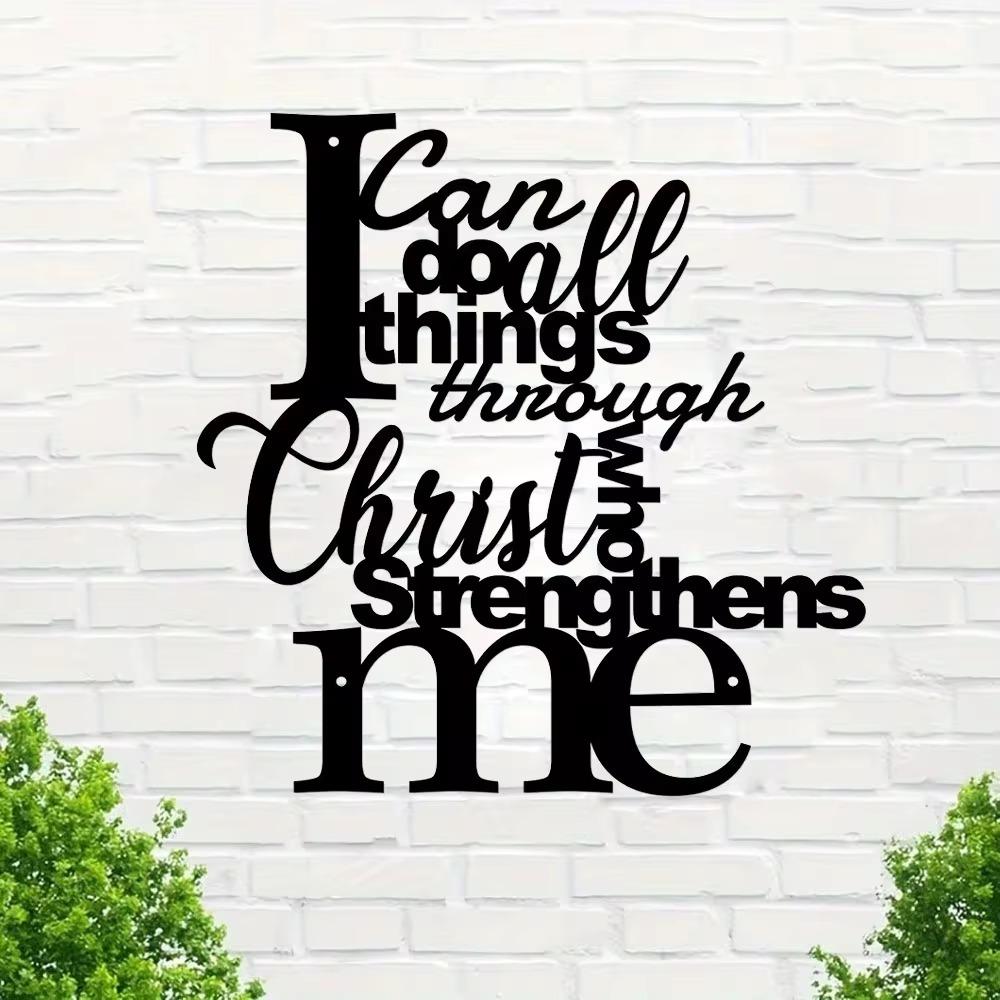 I Can Do All Things Through Christ Metal Wall Sign Vintage Interior Décor Home Metal Art, Iron Plate, and Inspirational Wall Art