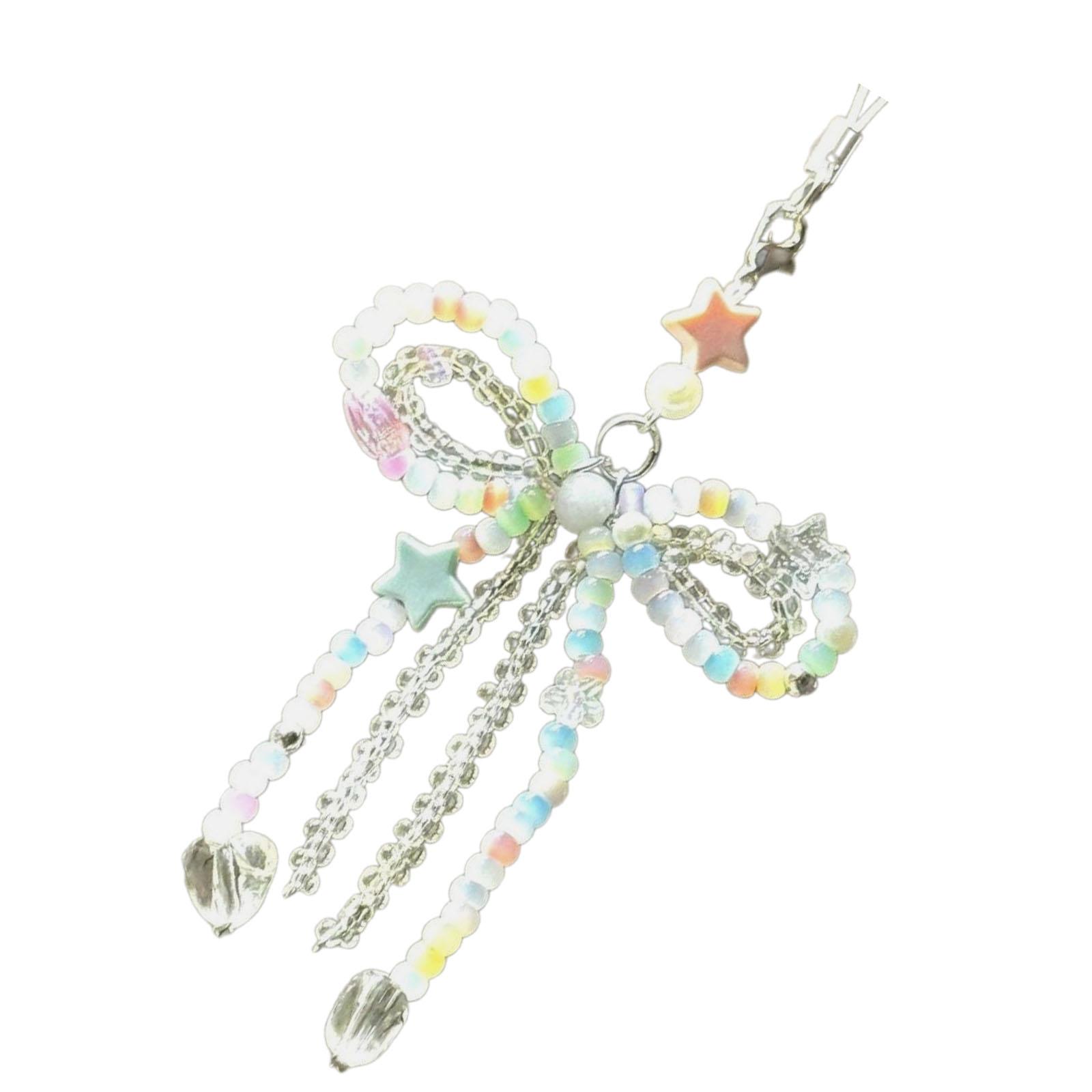 

Elegant Beaded Bows Charm Bag Pendant Unique Keyring Keychain Fashion Accessory For Women s Clothing And Bags