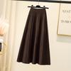 Knitted Skirt for Women Autumn and Winter High Waist Mid Length A-line Pleated Skirt
