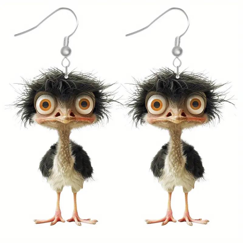 New Funny Bird Earrings Flat Unique Gift Creative Ostrich Earrings