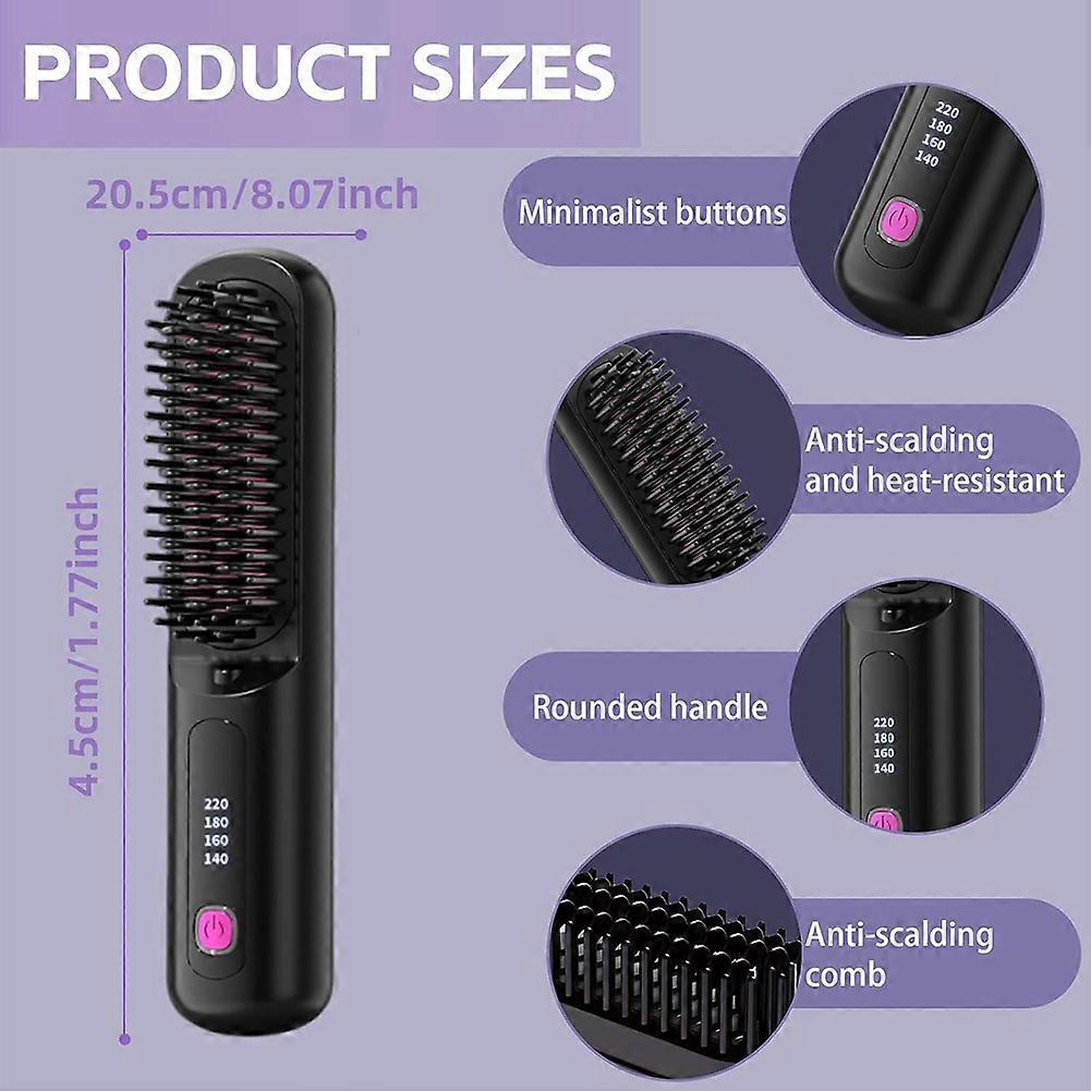 Cordless Hair Straightener Brush, Gobrush Pro Effortless Hair Styling, Fast Heated Wireless Mini Hair Brush