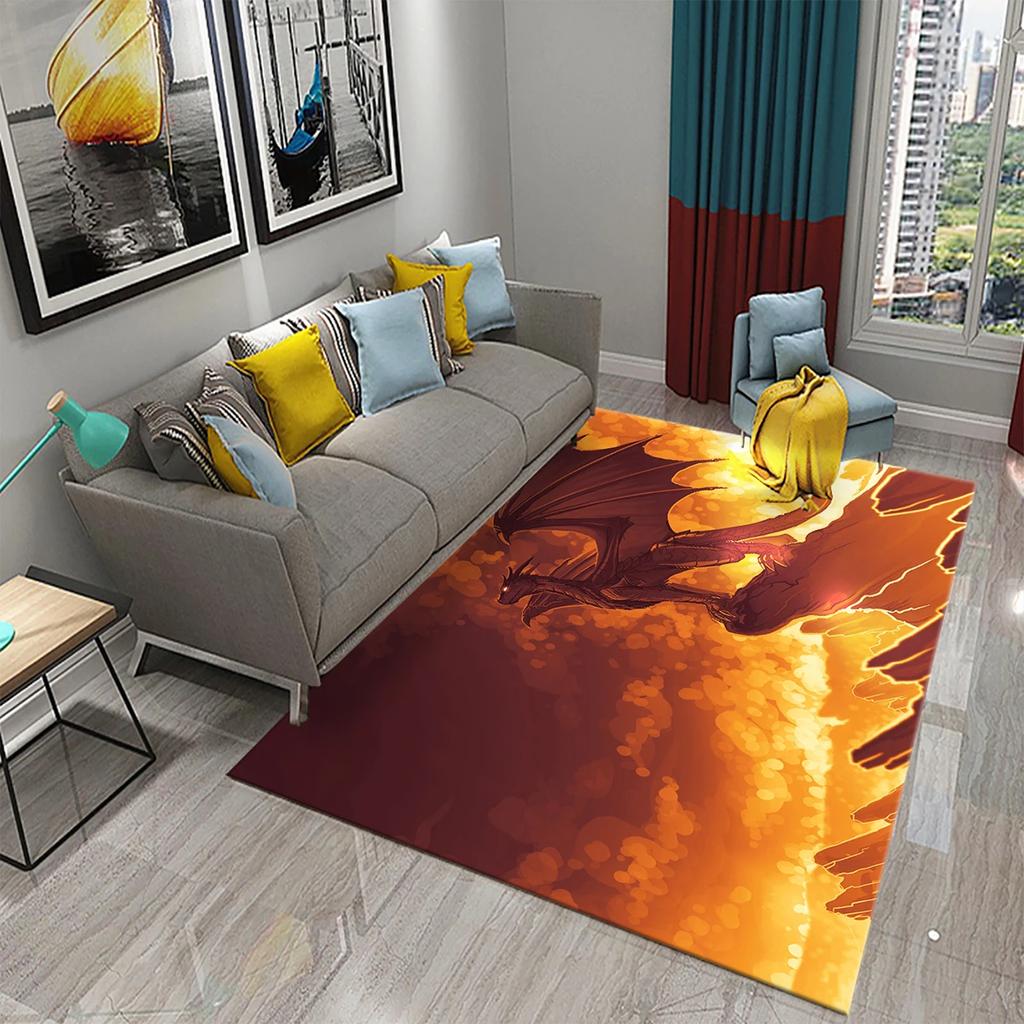 3D Cartoon Dragon Animal Print Carpet for Kitchen Toilet Living Room Esports Chair Carpet Bedside Modern Simple Non-slip Carpets