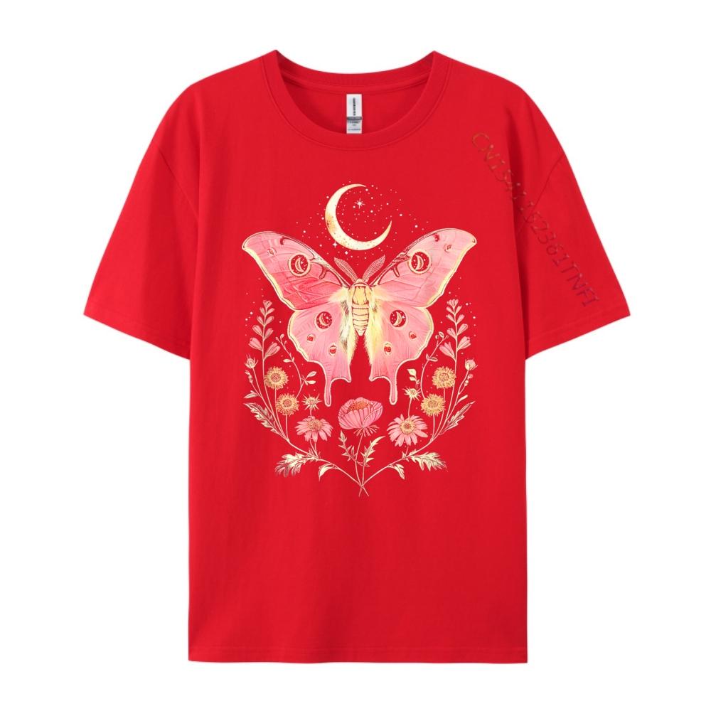 Aesthetic Cottagecore Pink Luna Moth Butterfly Celestial Black Graphic Tees Adult Vintage T Shirts Tshirts S