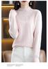 Women's 100% Pure Wool Hollowed Cable Knit Sweater, Half-High Neck, Drop Shoulder Pullover, Casual Versatile Knitwear