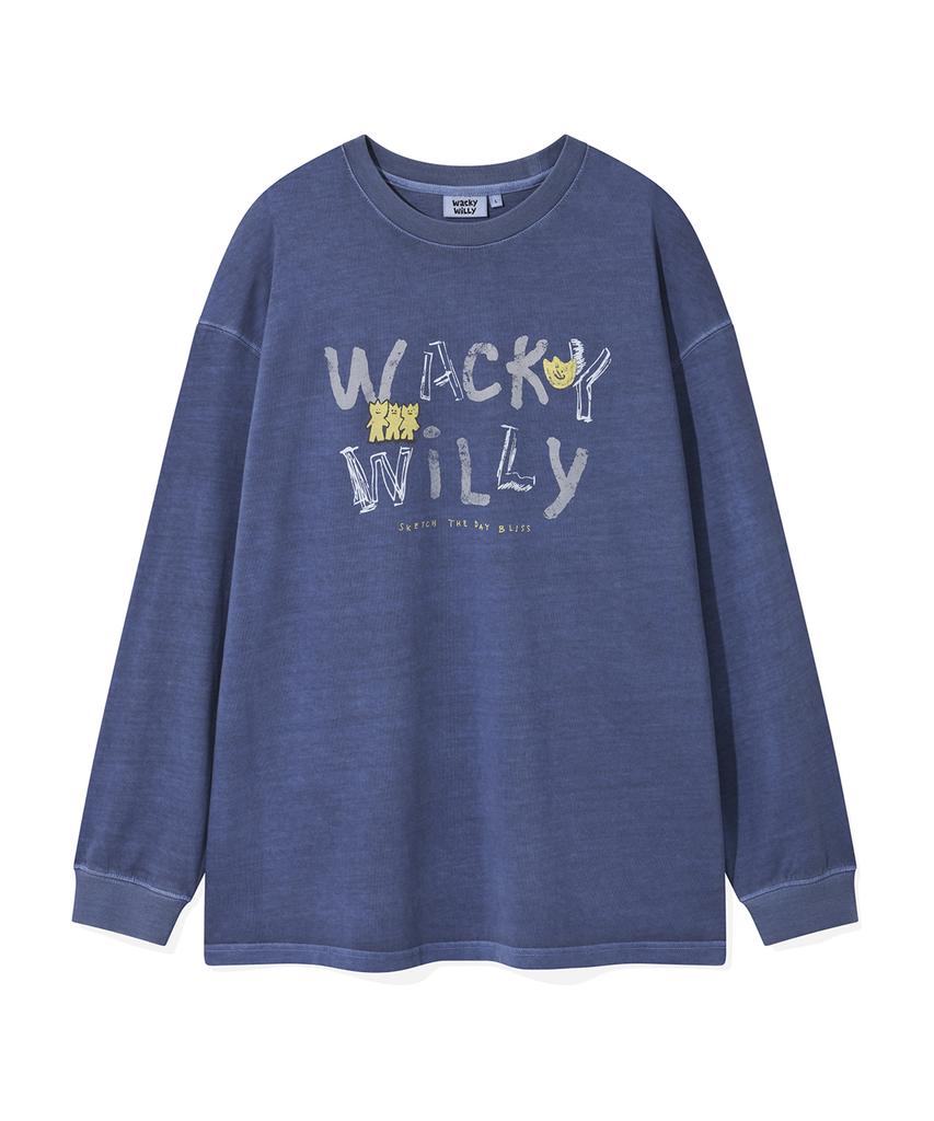 WACKY WILLY Dyed Graphic Long Sleeve Blue