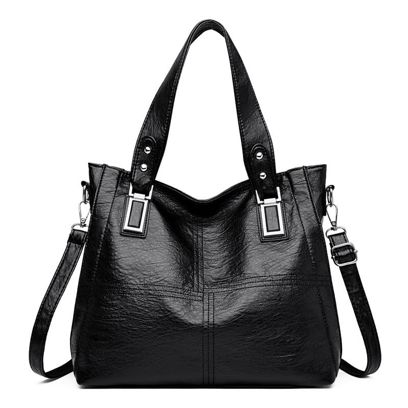 

Shoulder fashion soft leather tote bag чорний