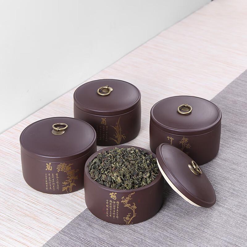 Zhuang Luhua Pin Gilded Purple Clay Tea Caddy