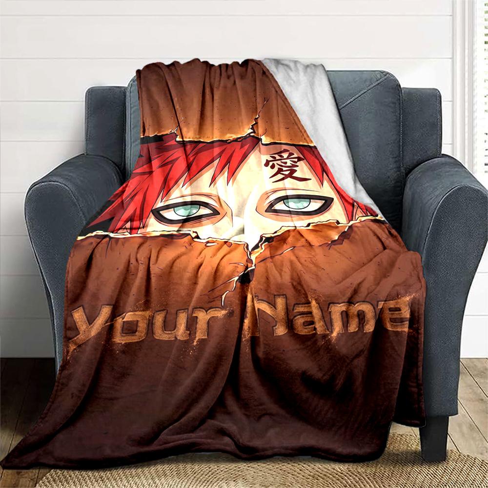 Naruto Character Customize Your Name Blanket Throw Customizable Blanket Soft & Cozy Suitable for Living Room Office Chair Seaside Bedding