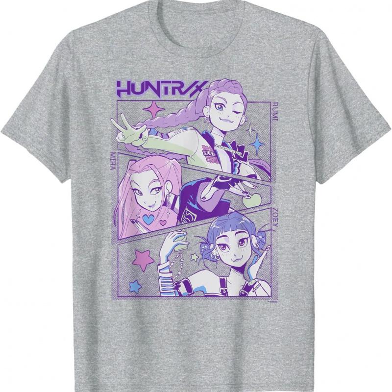 Girl Group Printed T-shirt Hunter Print Magic Men's and Women's Cotton Round-neck Short-sleeved Tops  Women Clothing Harajuku