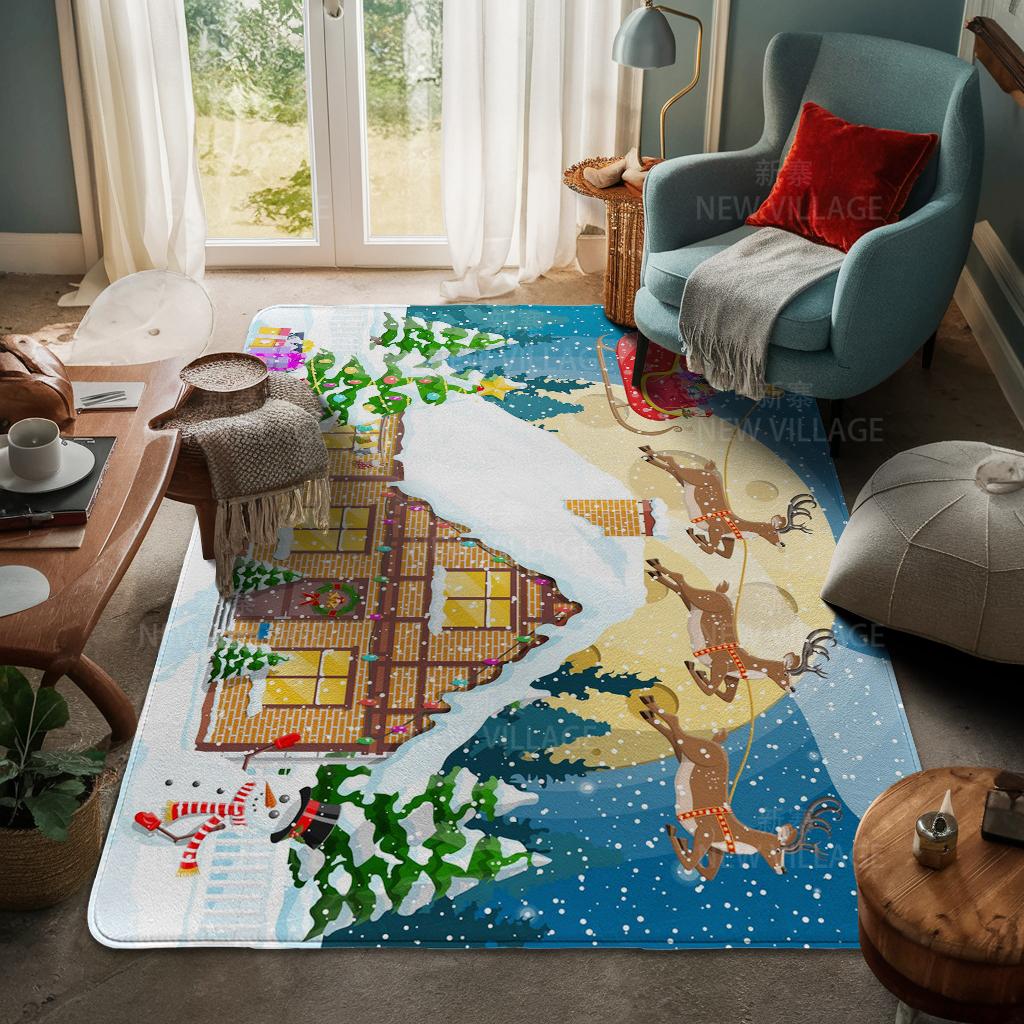 House Entrance Carpet Home Door Mat Living Room Bath Foot Bathroom Non-slip Water Absorption Rugs Bath Merry Christmas Winter