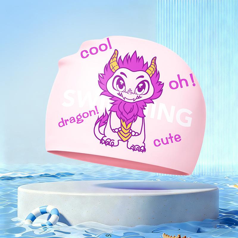 New Children's Cartoon Swimming Cap Cute Dolphin Waterproof Ear Protection Swimming Caps Kids Hot Spring Swimming Equipment