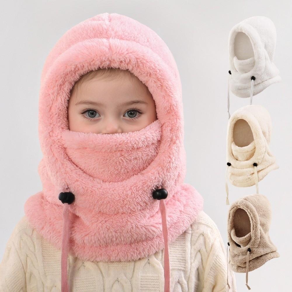 Keep Warm Children Windproof Cap Solid Color Ski Mask Hat Simple Plush Balaclava Hat Hiking