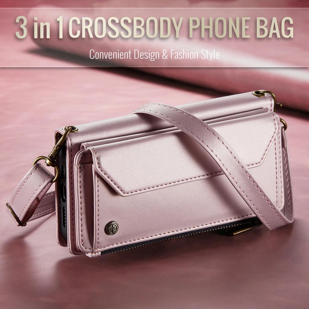 Crossbody Phone Case for iPhone 17 Pro Max Air 16 Plus 17E 16E 15 14 13 12 Mini 11 X Xs Max XR Card Holder Wallet Leather Cover