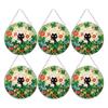 Fourcart Süßes Handgefertigtes Buntglas-Rahmen Katze und Kleeblatt Toiletten-Set aus 6 Papier, Rund,