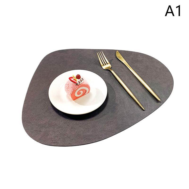 Suport de masă din piele PU în formă de lacrimă, cu textură imitație piele de vacă, față-verso, impermeabil, protector de masă pentru suport de masă elegant