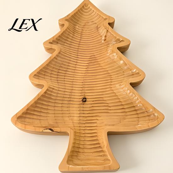 Festive Gift for Friends Wooden Christmas Tree Serving Tray, Candy Nut Dish, Xmas Tree?Shaped Snack Storage Holder Plate, Decorative Tabletop
