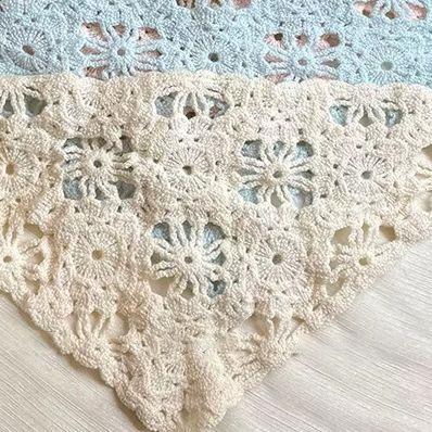 Mode Strikket Hovedtørklæde Hat Fransk Pastorale Stil Trekantet Hovedbånd Håndlavet Hæklet Hovedbånd Håndklæde Retro Blomster Hovedtørklæde