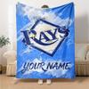 Name Custom Tampa Bay Rays Logo Print Flannel Blanket High Quality Warm Comfortable Cover for All Seasons Perfect for Gifts Home Decor