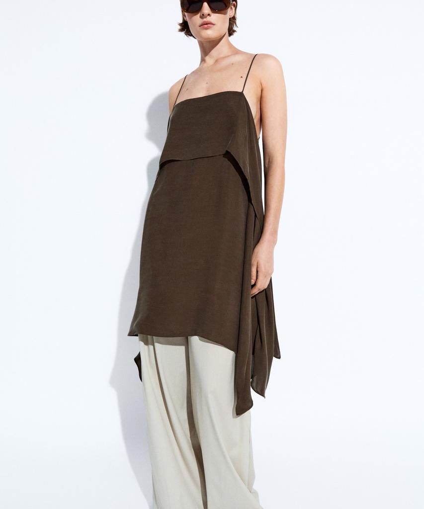 Masimodutti Ruffle Detail Strap Mini Dress