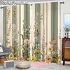 2pc   Window Curtains Botanical Blossoms Durable Polyester  Without Electricity Birthday Party Use for Seasonal Decorations