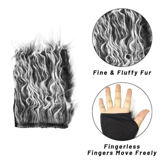 Wolf Ear Tail Set Realistic Design Plush Headband Gloves Tail Set Halloween Parties Role-Playing Accessories