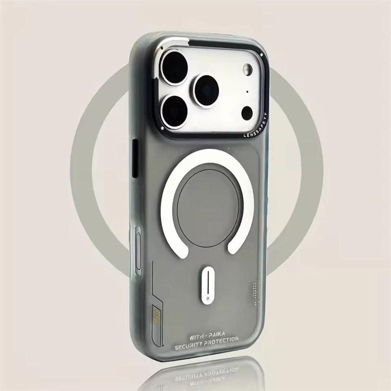 Luxury New Magnetic Sandblasted Semi Transparent Case for IPhone 17 Air 16 15 14 13 Pro Max Lens Protection Shockproof Cover