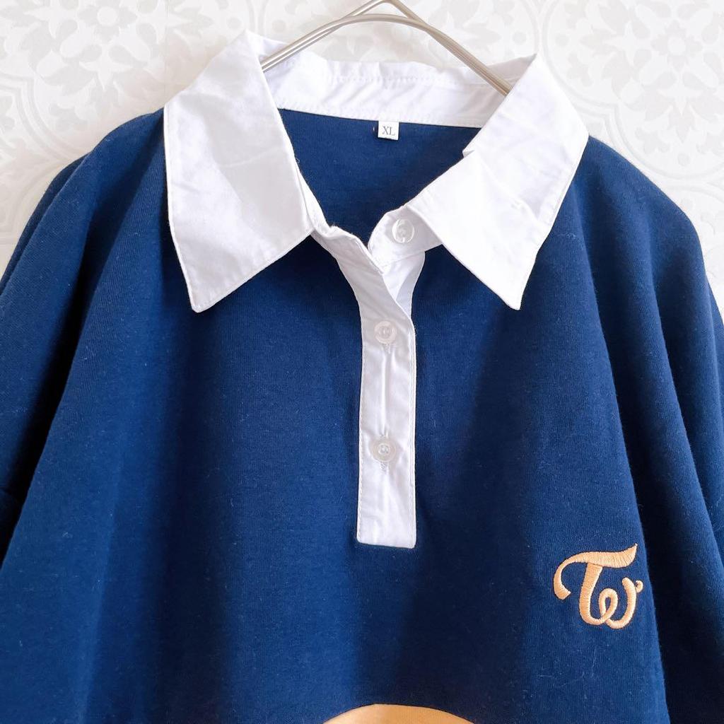 [USED] Like new! TWICE Nayeon NAYEON RUN long-sleeved polo shirt, navy, size XL