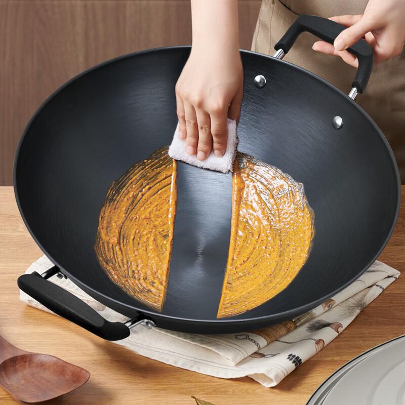 Xin Yifan Handcrafted Rust-Resistant Wrought Iron Wok with Double Handles