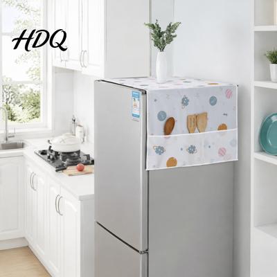 Home Kitchen Decoration Accessories Refrigerator Cover Cloth with Side Pockets Waterproof Dustproof PEVA Dust Cover Easy Clean Fridge Protector for