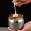 Silver Pure Titanium Seasoning Jar, With Lid And Spoon,Kitchen Tools Spice Container Salt Organizer,Coffee Beans Storage Jar