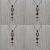 Gothic Cross Necklace Pendant With Agate Heart For Vintage Jewelry Enthusiasts
