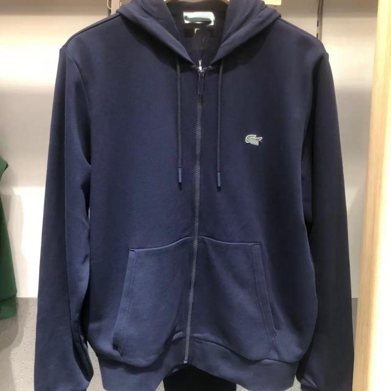 Unisex Hoodie met Visborduurwerk en Rits - Effen Kleur, Met Zakken, Losse Pasvorm Bovenkleding voor Lente, Herfst, Winter