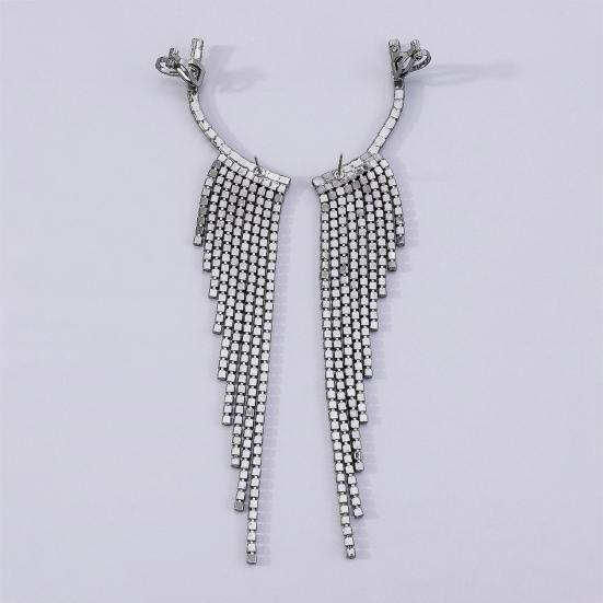Simple Popular Earrings Tassel Design Shiny Rhinestone Comfortable To Wear Versatile Stylish Earrings