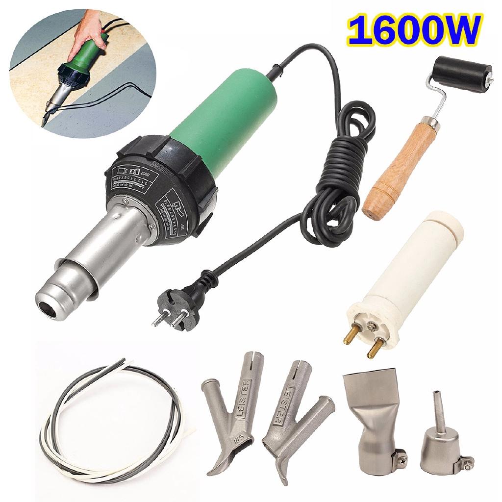 220V 1600W Welding Pistol & 2pcs Speed Nozzle & Roll Hot Air Torch Plastic Welder Heat Welding Tool