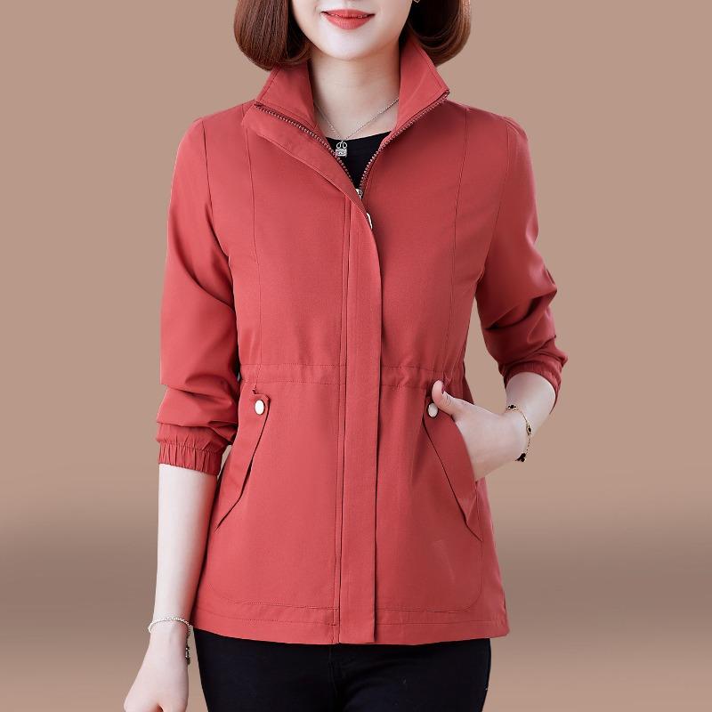 Women's Stand Collar Jacket Women's Spring and Autumn New Loose Middle-aged Women's Casual Autumn and Winter Jacket Tops
