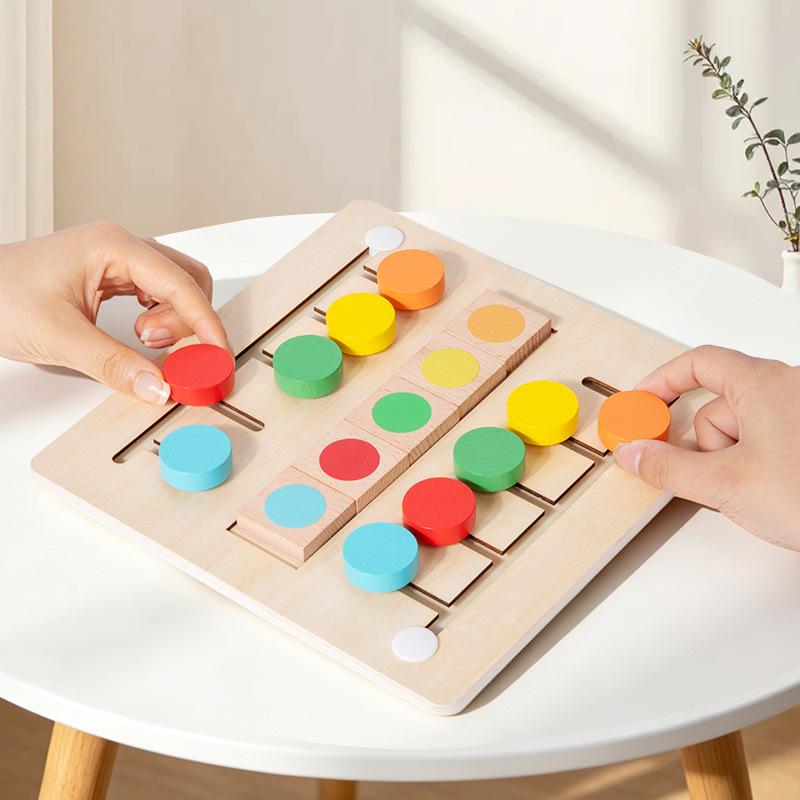 Wooden Color Matching & Sorting Board Game for Two Players - Parent-Child Interactive Educational Toy