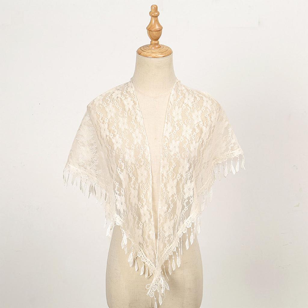 Elegant Lace Shoulder Wrap Triangular Scarf With Tassels And Flower Pattern For Women Great For Weddings And Travel