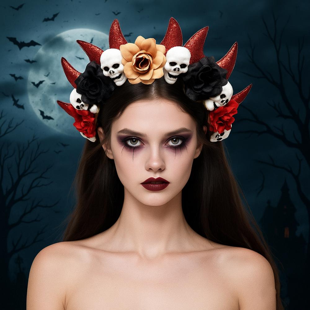 Übertriebener Halloween-Haarreif Simulation Fledermaus Gotische Blume Haarband Fotografie Requisiten