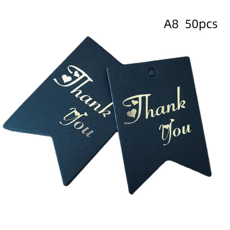 Thank You Tags 50Pcs Bronzing Stamping Black White Paper Card for Valentine's Day Gift Favor Retail Price Label