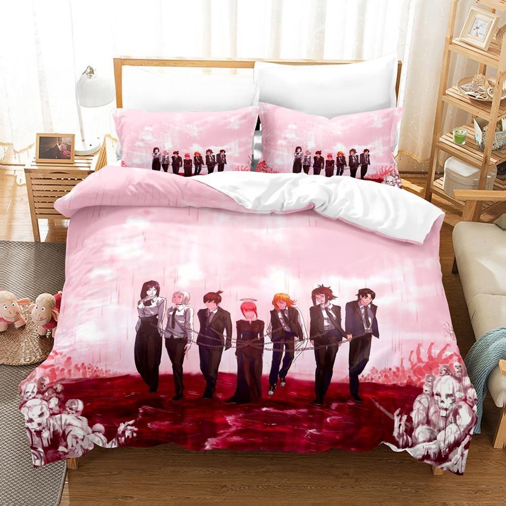 3D Print Anime Chainsaw Man Makima Bedding Set,Duvet Cover Bed Set Quilt Cover Pillowcase,King Queen Twin Size Boys Girls Adults
