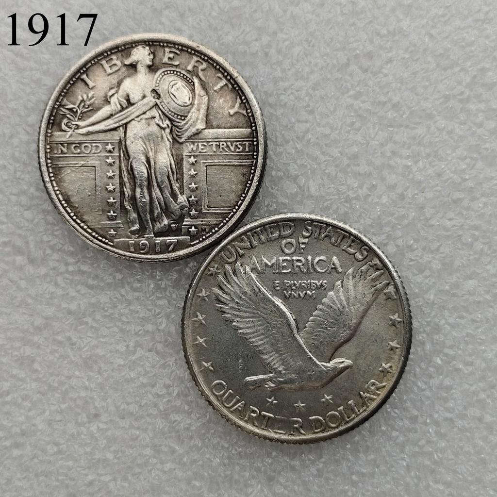 Antique American Liberty 25 Cents Coin, 1916-1930, Optional Brass or Silver Plated