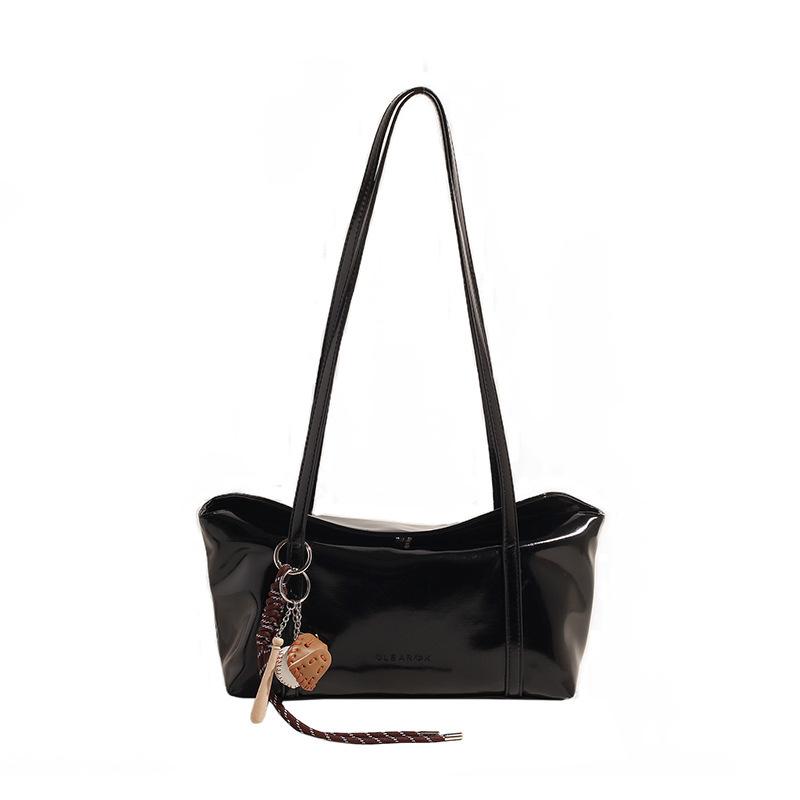 

Корейская версия нишевая сумка подмышку женская 2025 новая трендовая ретро портативная сумка для поездок простая вместительная сумка на плечо No Pendant чёрный